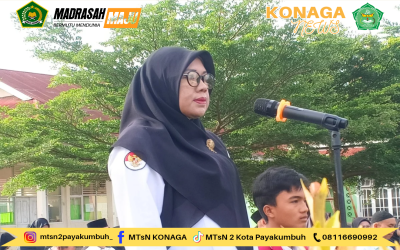 IHDA WAHYUNI, S.Ag. Jadi Pembina Upacara Perdana Usai Dilantik, Serukan Peningkatan Kedisiplinan di MTsN 2 Kota Payakumbuh